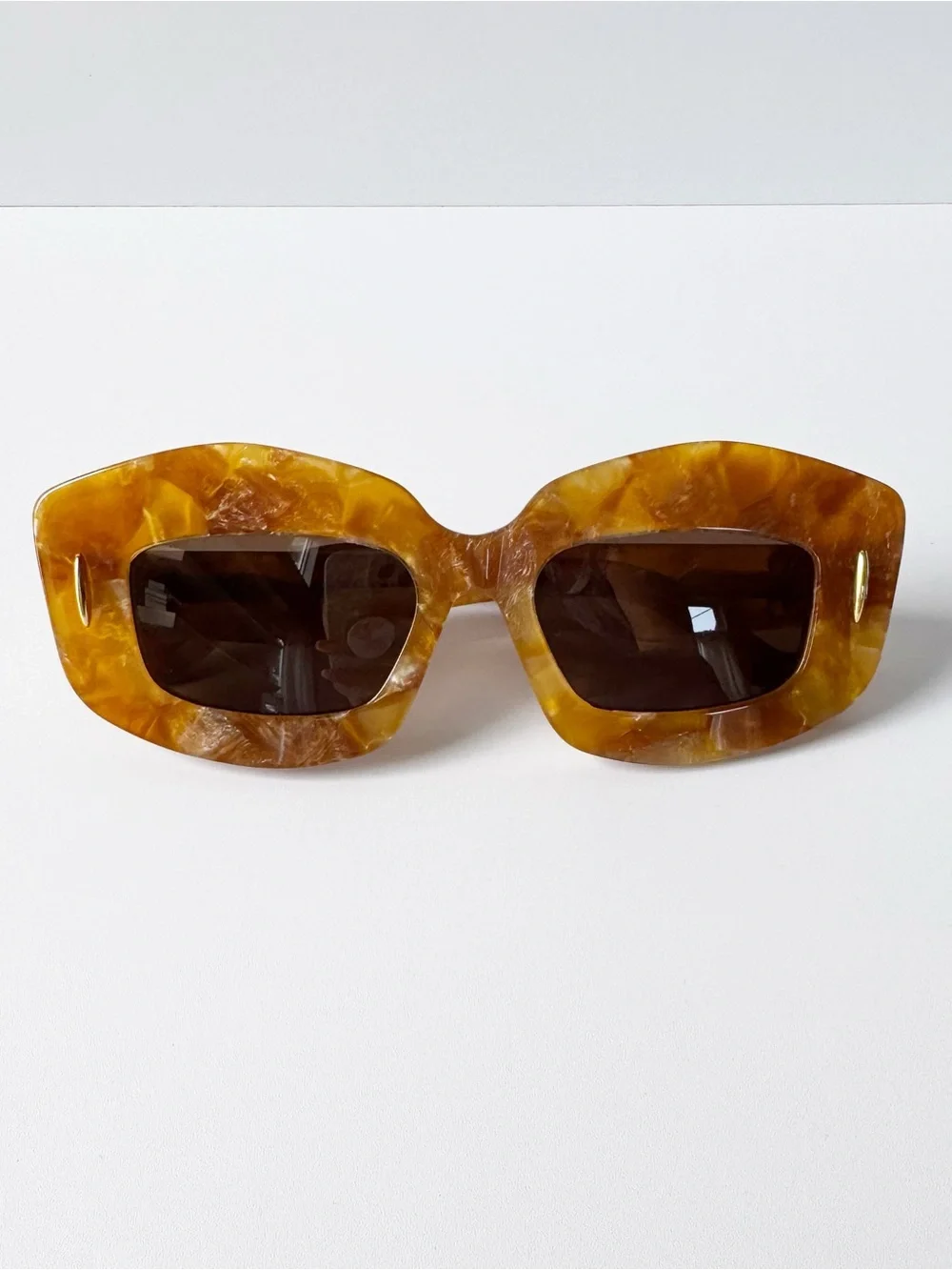 Loewe Anagram Screen Marbled Rectangle Square Acetate Sunglasses